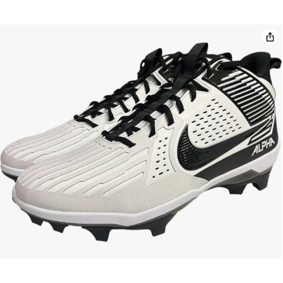 New! Size: 15 Men | Nike Alpha Menace Strong Football Cleats White/Black - Picture 14 of 16